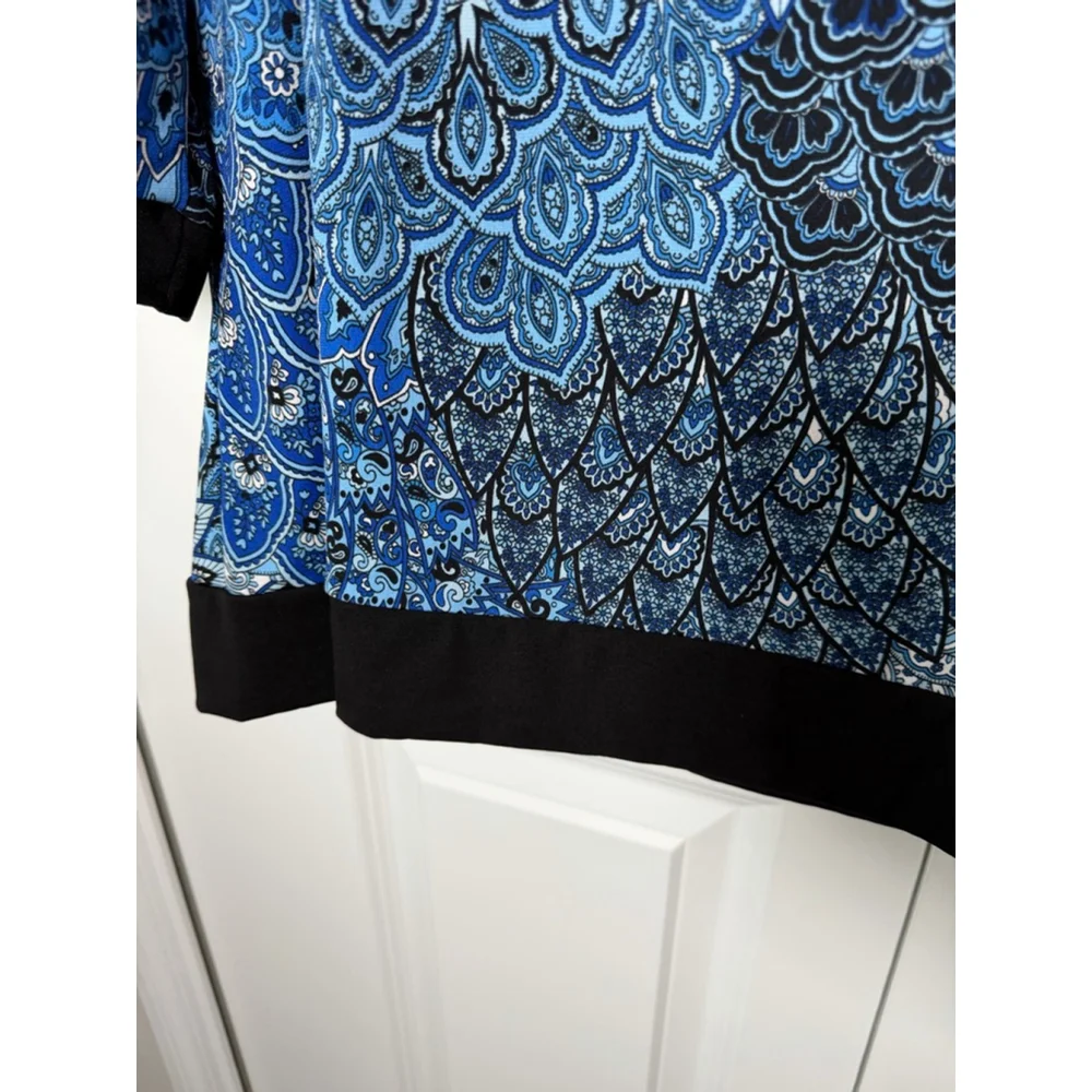 Misia Blue Paisley Tunic Top Plus Size 1X - Picture 4 of 8